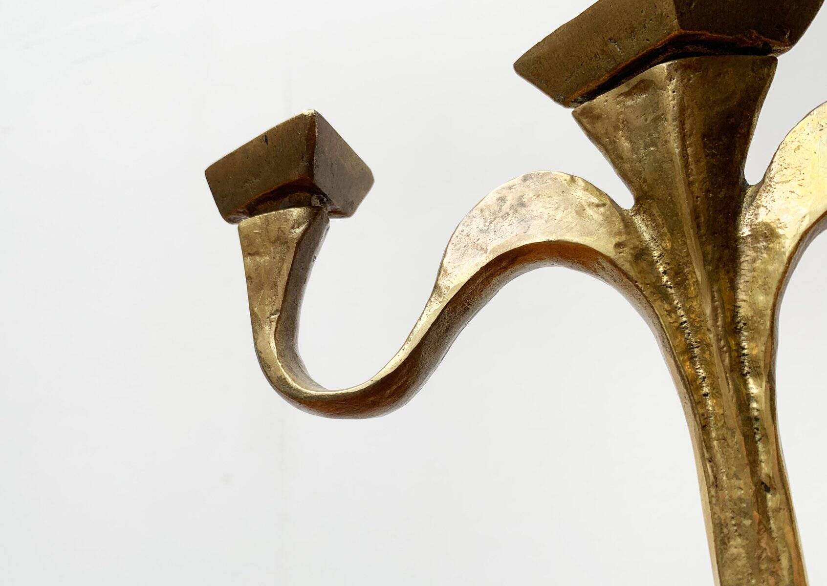 Vintage Brutalist Bronze Candle Holder