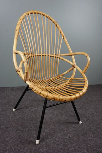 Rattan armchair with armrests by Rohé Noordwolde