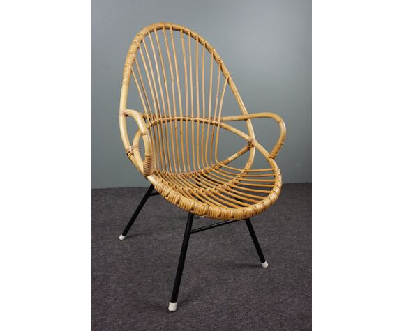 Rattan armchair with armrests by Rohé Noordwolde
