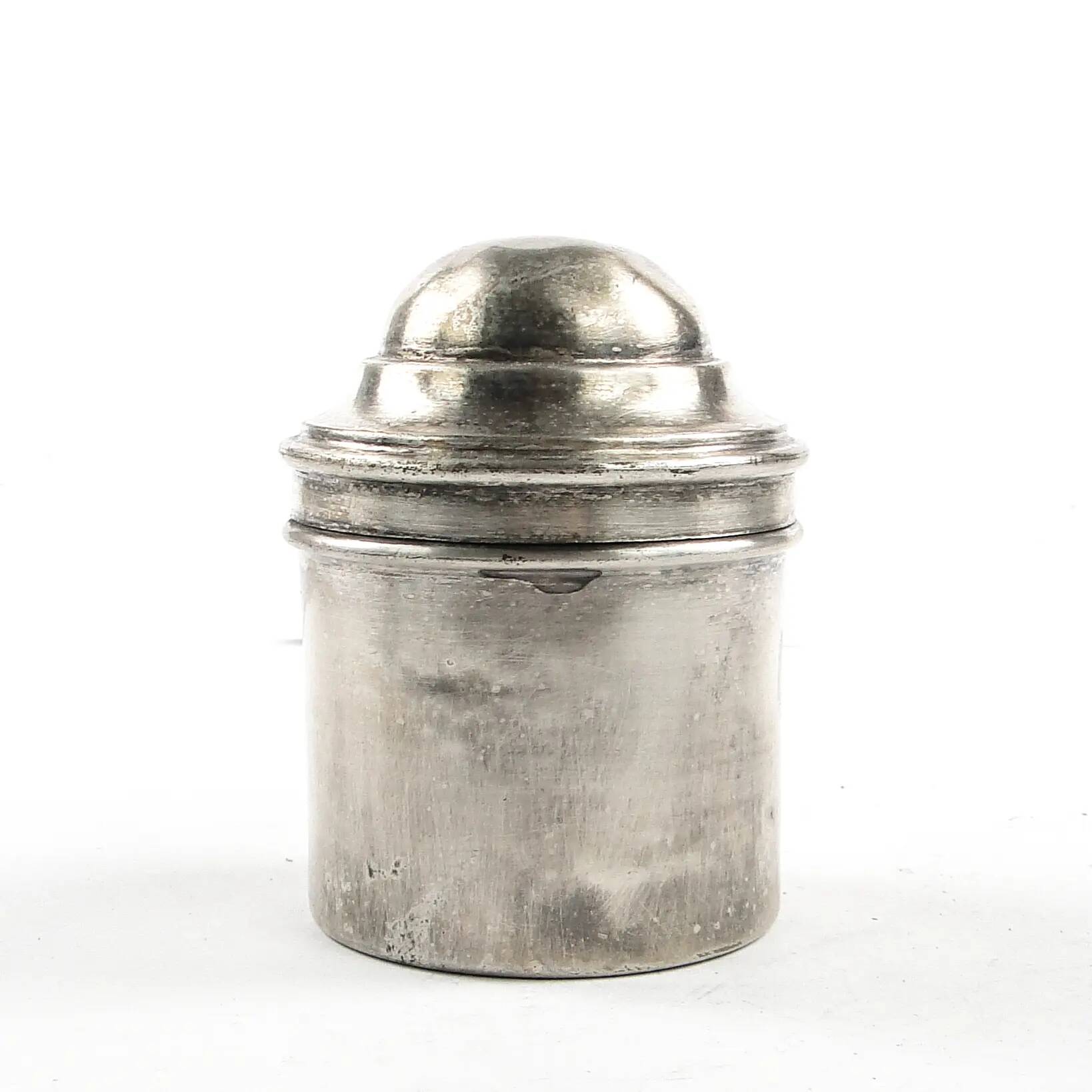 Eclectic pill box, silver-plated brass, Bronowski, Poland, 19th century