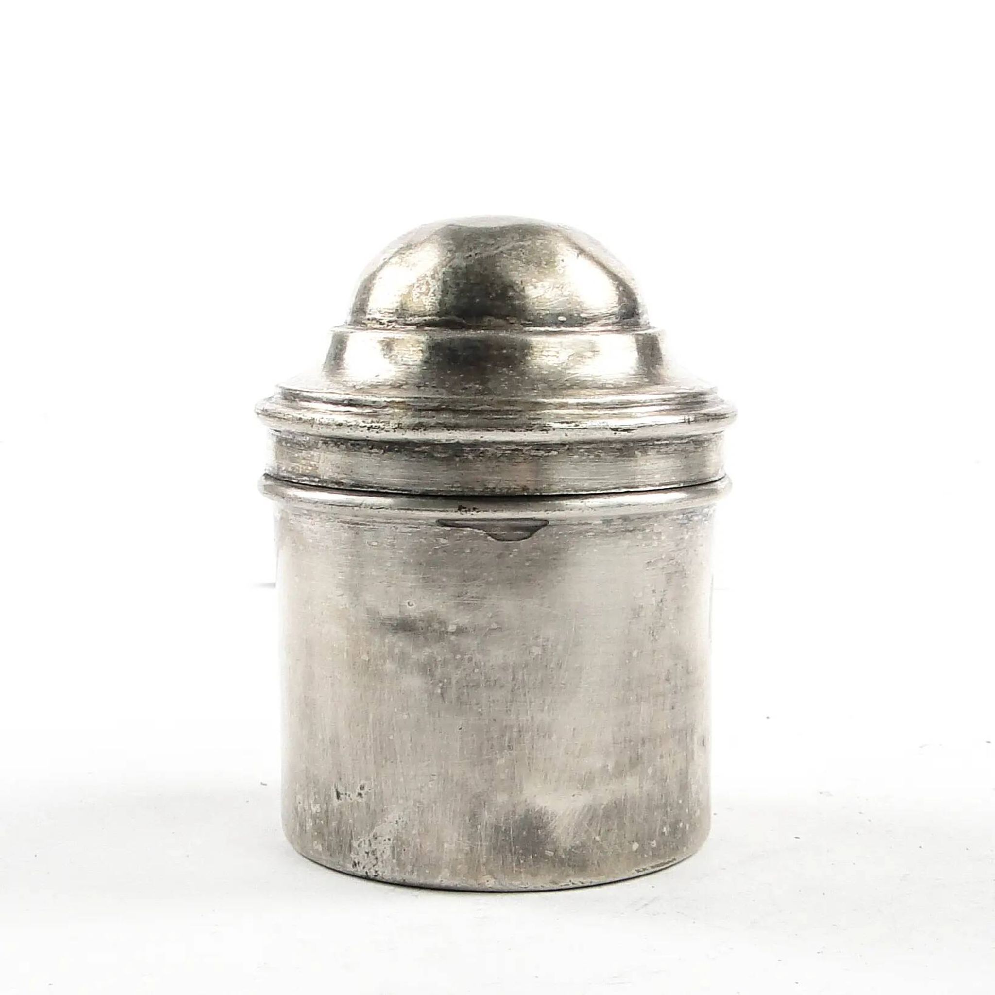 Eclectic pill box, silver-plated brass, Bronowski, Poland, 19th century