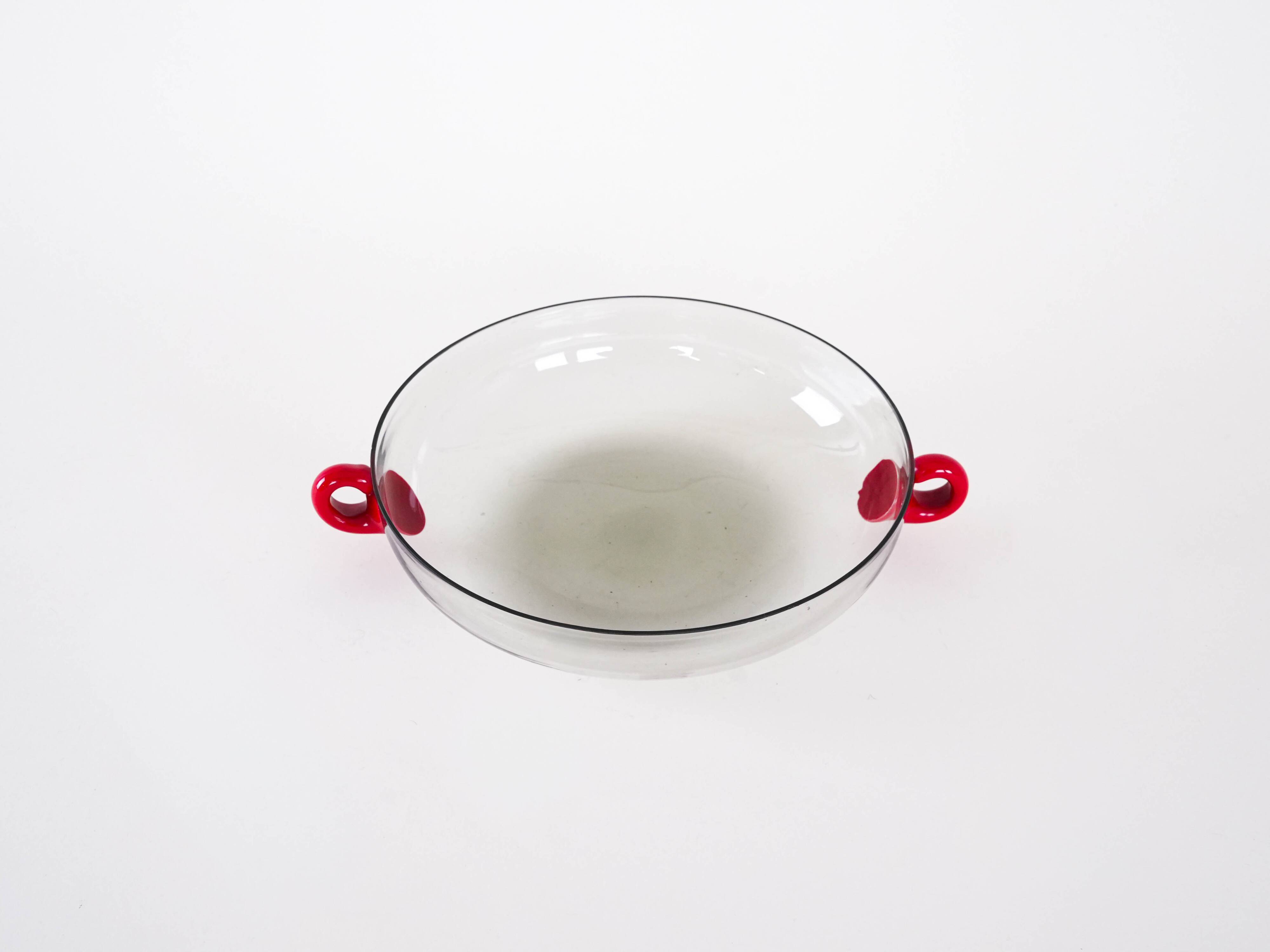Glass bowl, Italian design, 1970s, made in Italy