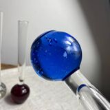 Trio de vases type soliflore en verre pieds boule