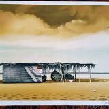 Michèle Battut (1946) - Art print - signed - 37 x 58 cm - boat on the beach