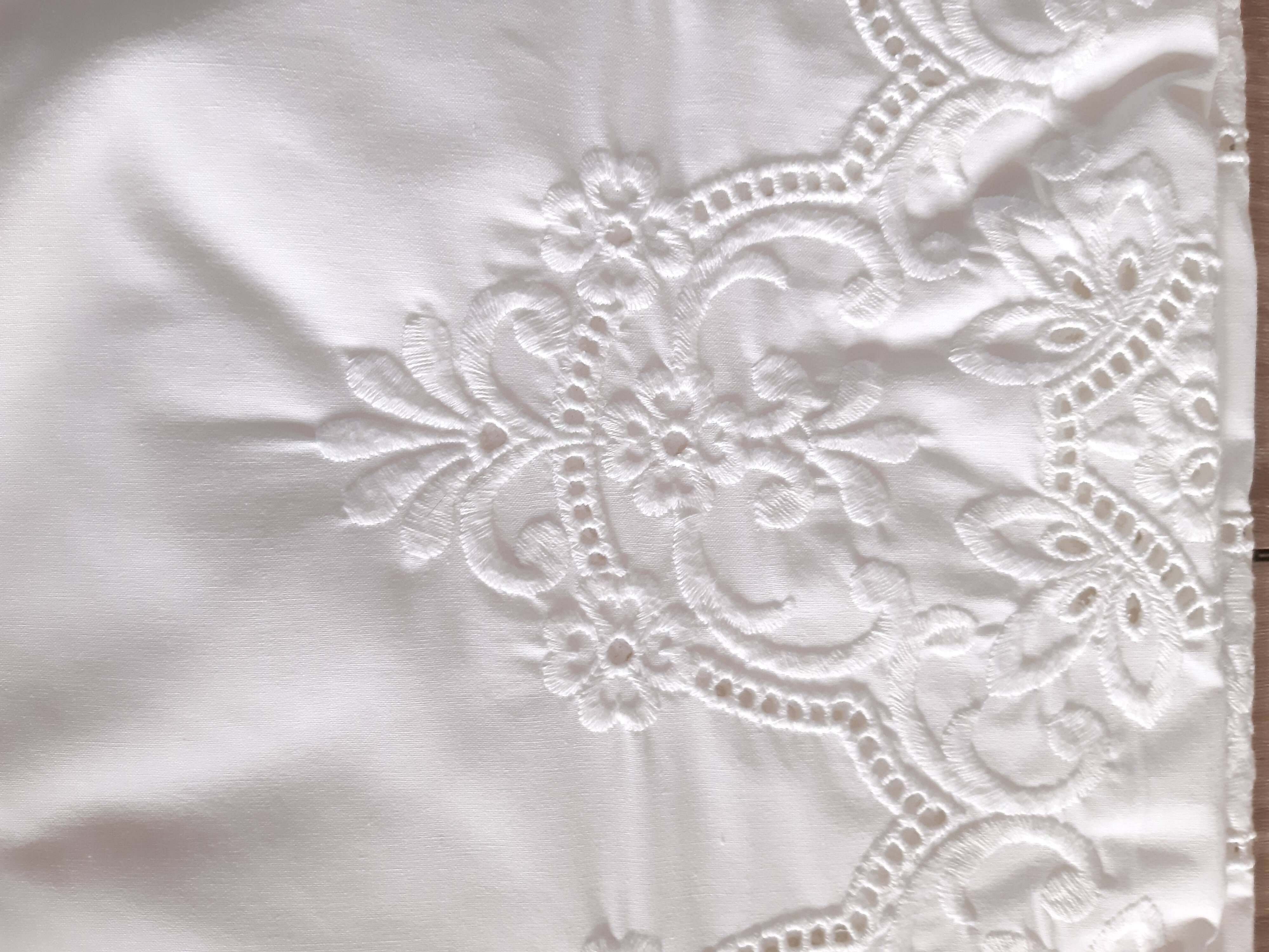 Embroidered tablecloth and 12 towels