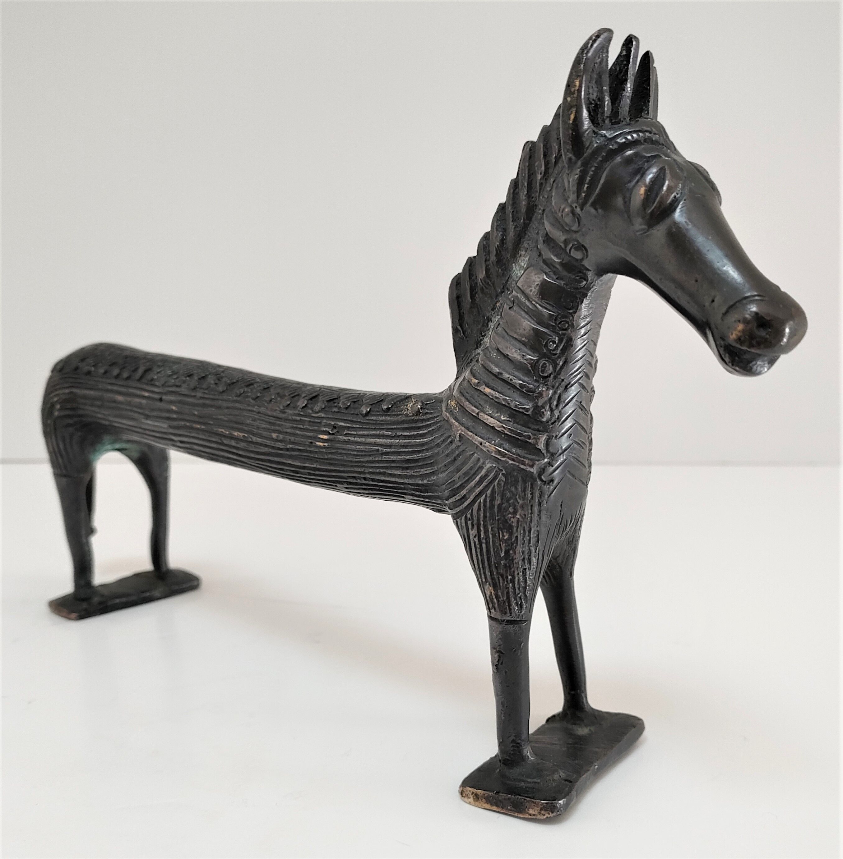 Horse sculptural brass solid patina black design