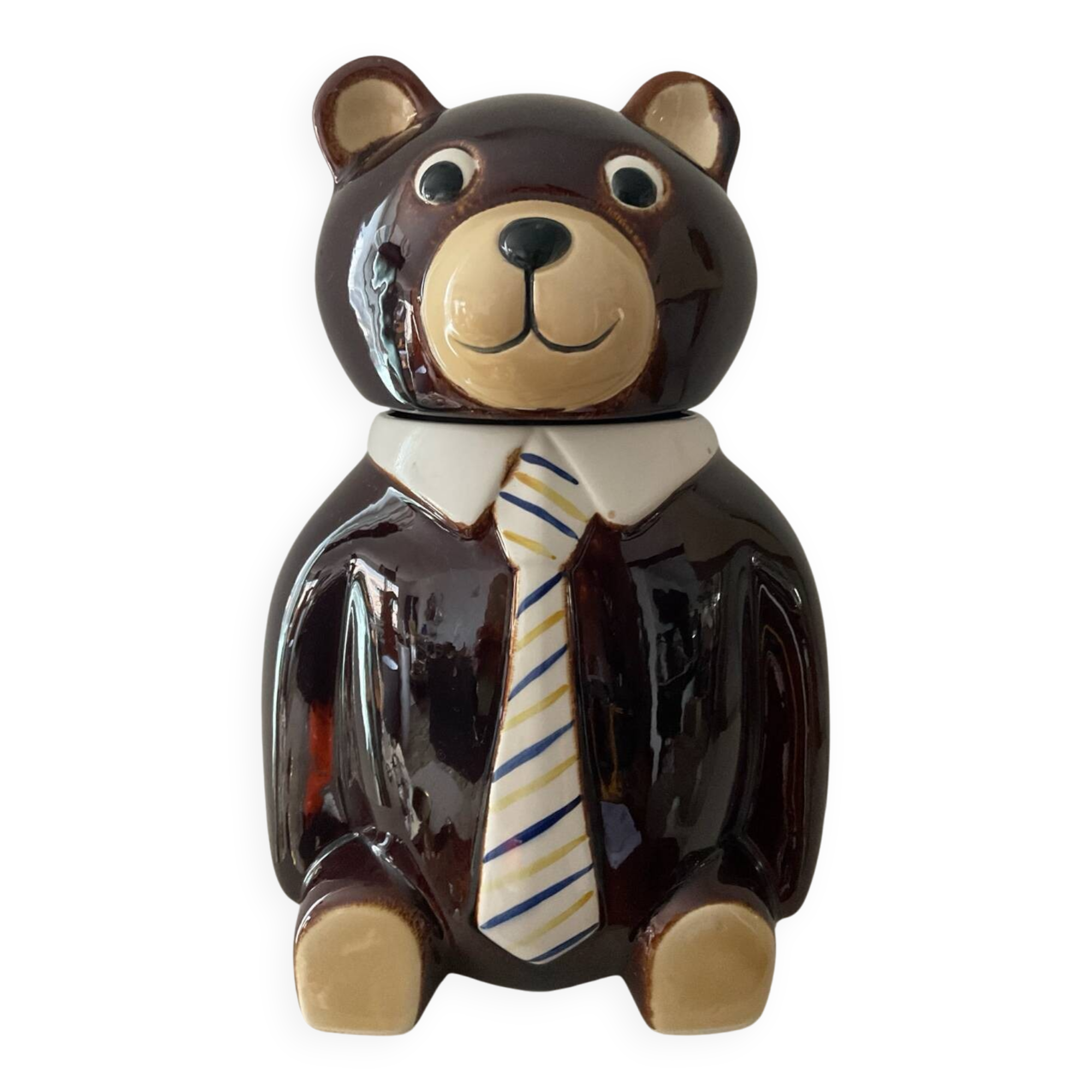 Vintage ceramic glazed bear biscuit jar