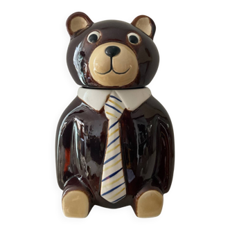 Vintage ceramic glazed bear biscuit jar