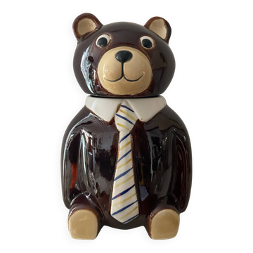 Vintage ceramic glazed bear biscuit jar