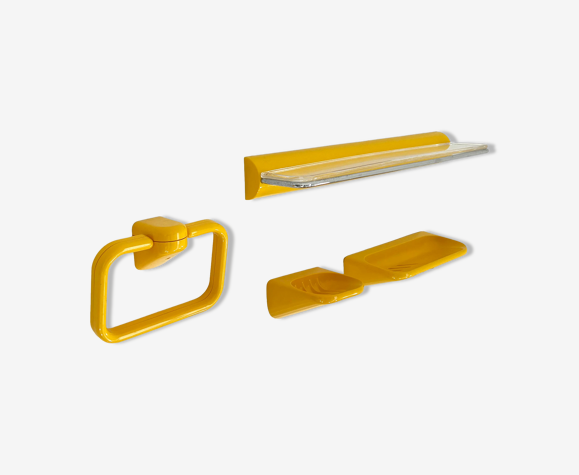 Ensemble de salle de bain jaune Gedy, 1970s