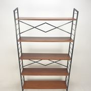Italian free standing teak shelving unit, 1950