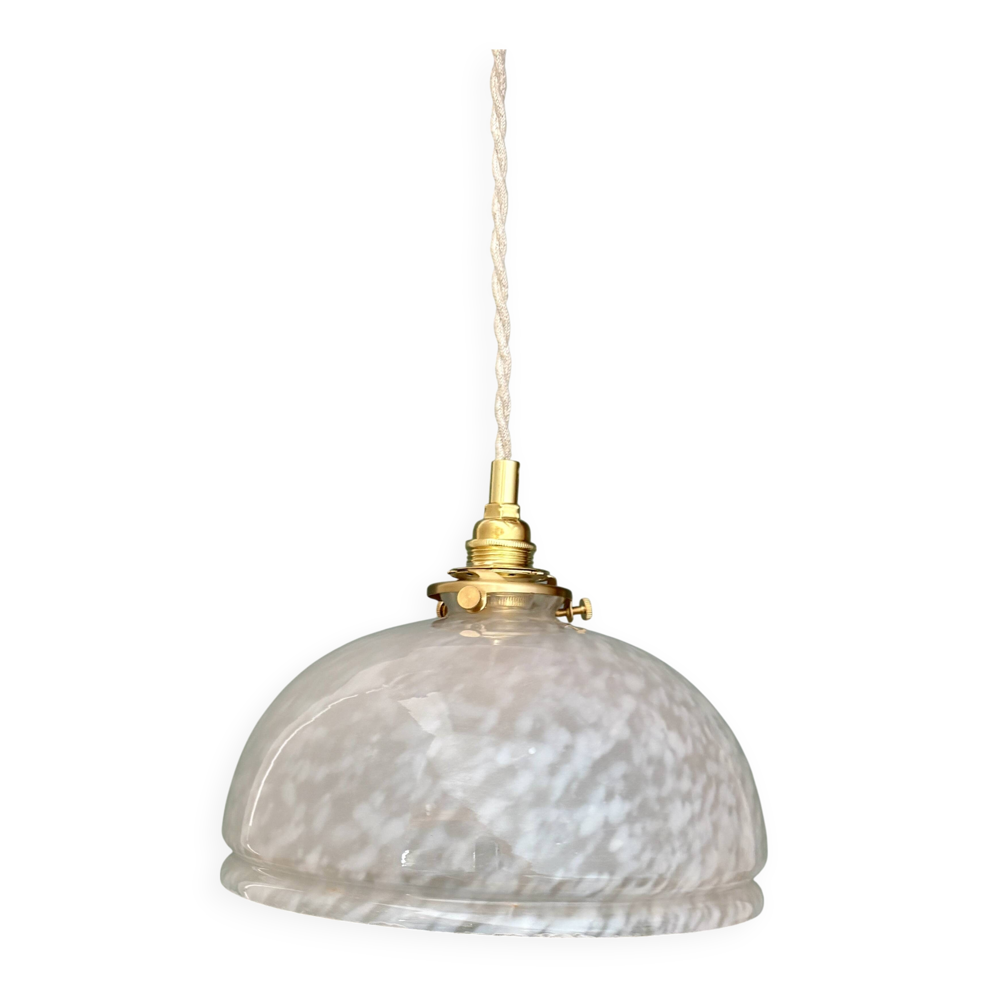 Vintage Clichy White Glass Pendant Lampshade