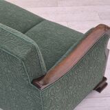 1950s, 3-seater sofa, green furniture blend wool, beech wood.