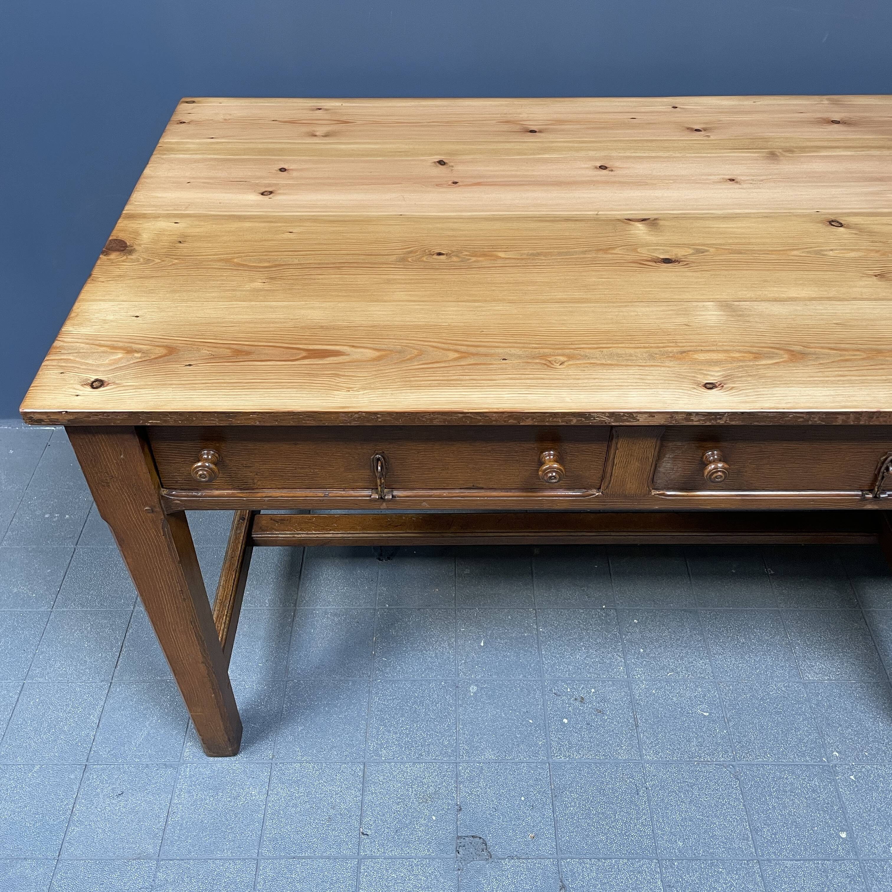 Large antique drapery fabric table