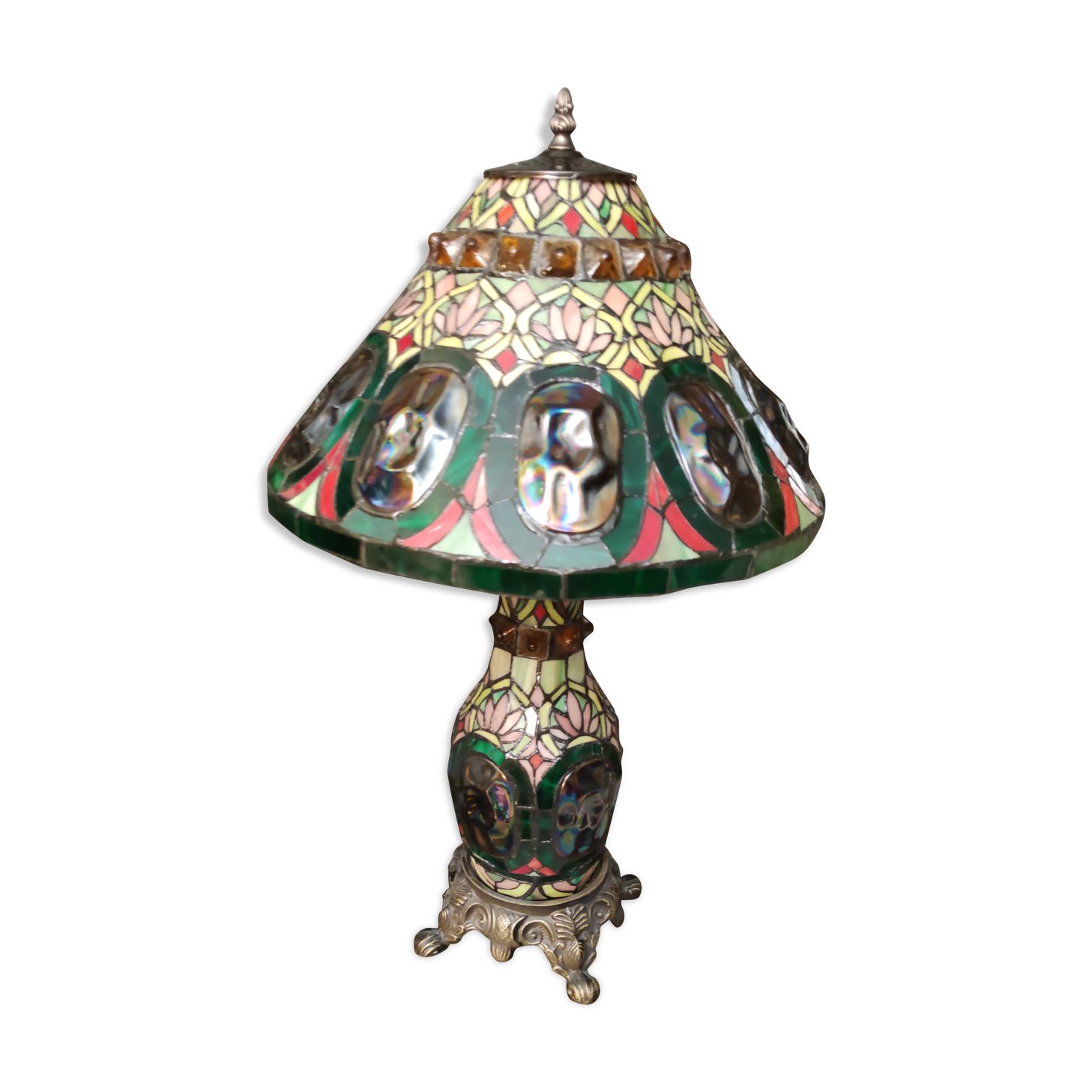 Stained glass mosaic lamp, circa 1980