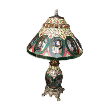 Stained glass mosaic lamp, circa 1980