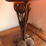 Wrought iron art deco lamp and glass paste