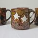 6 mugs en grès flambé vintage années 70