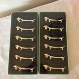 12 vintage dachshund knife holders