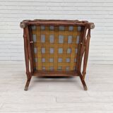 1960s, danish design, renovated-reupholstered high-back ear flap chair, sheepskin, oak wood