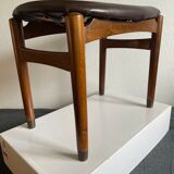 Stool in wood & leather 50/60