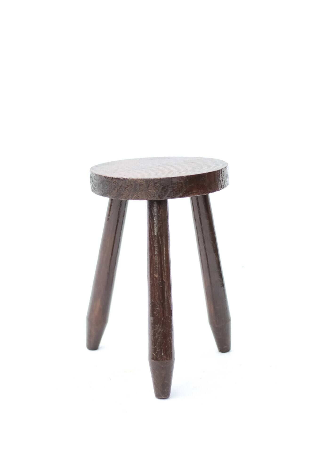 Vintage stool, wooden stool, tripod stool, brutalist, plant stand.