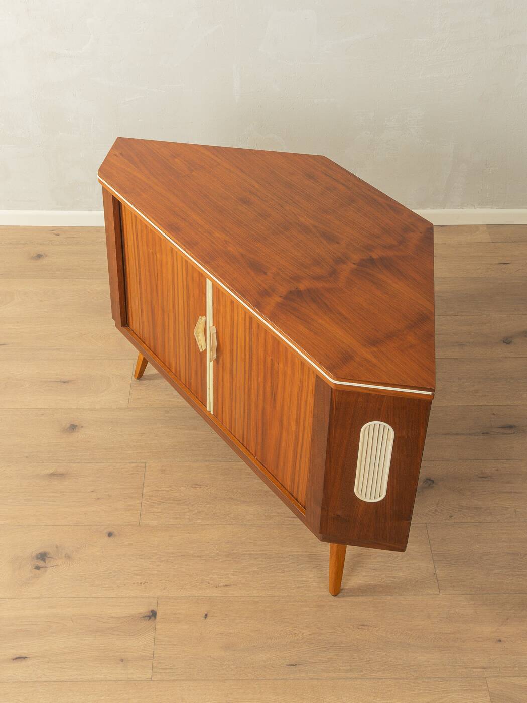 Corner cabinet from the 1950s with integrated bar compartment