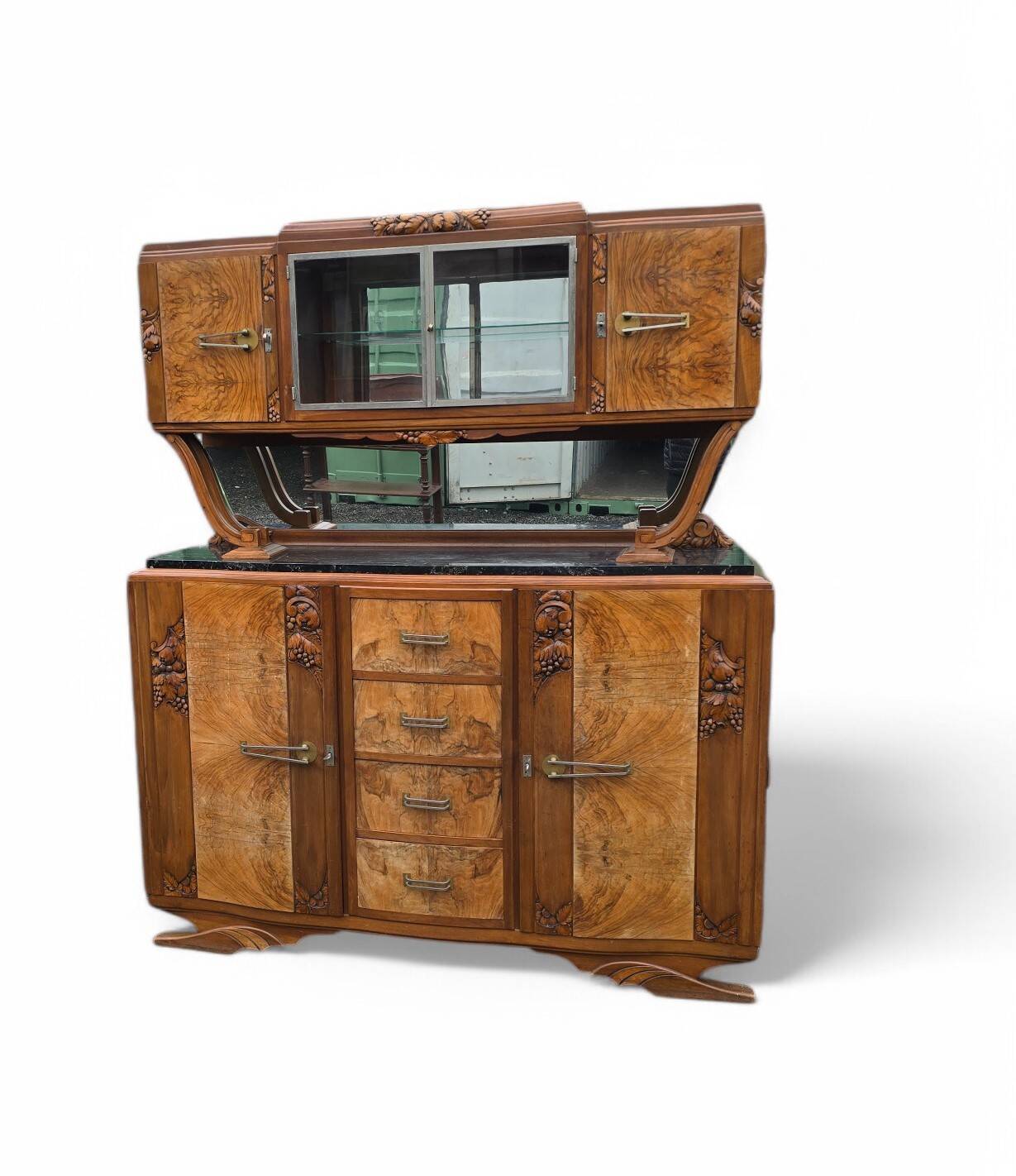 Buffet Art Déco en noyer et ronce de noyer