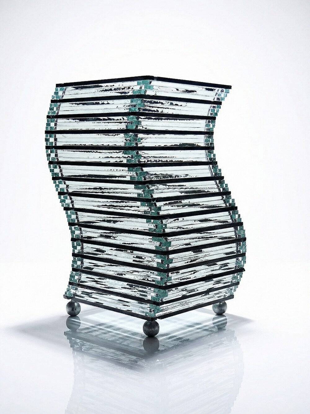 Sculptural lamp body "Stacked Glass" vintage 75-85 modernist