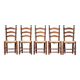 Set of 5 vintage wooden and straw chairs, straw chair, countryside