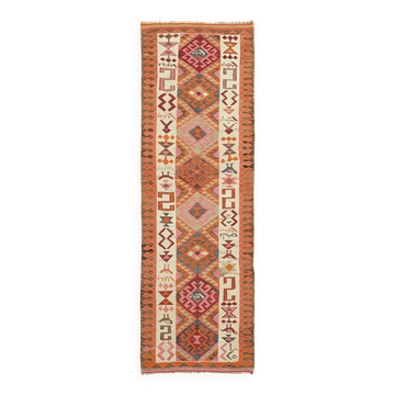 Turkish Handwoven Vintage Herki Kilim 110 cm x 318 cm