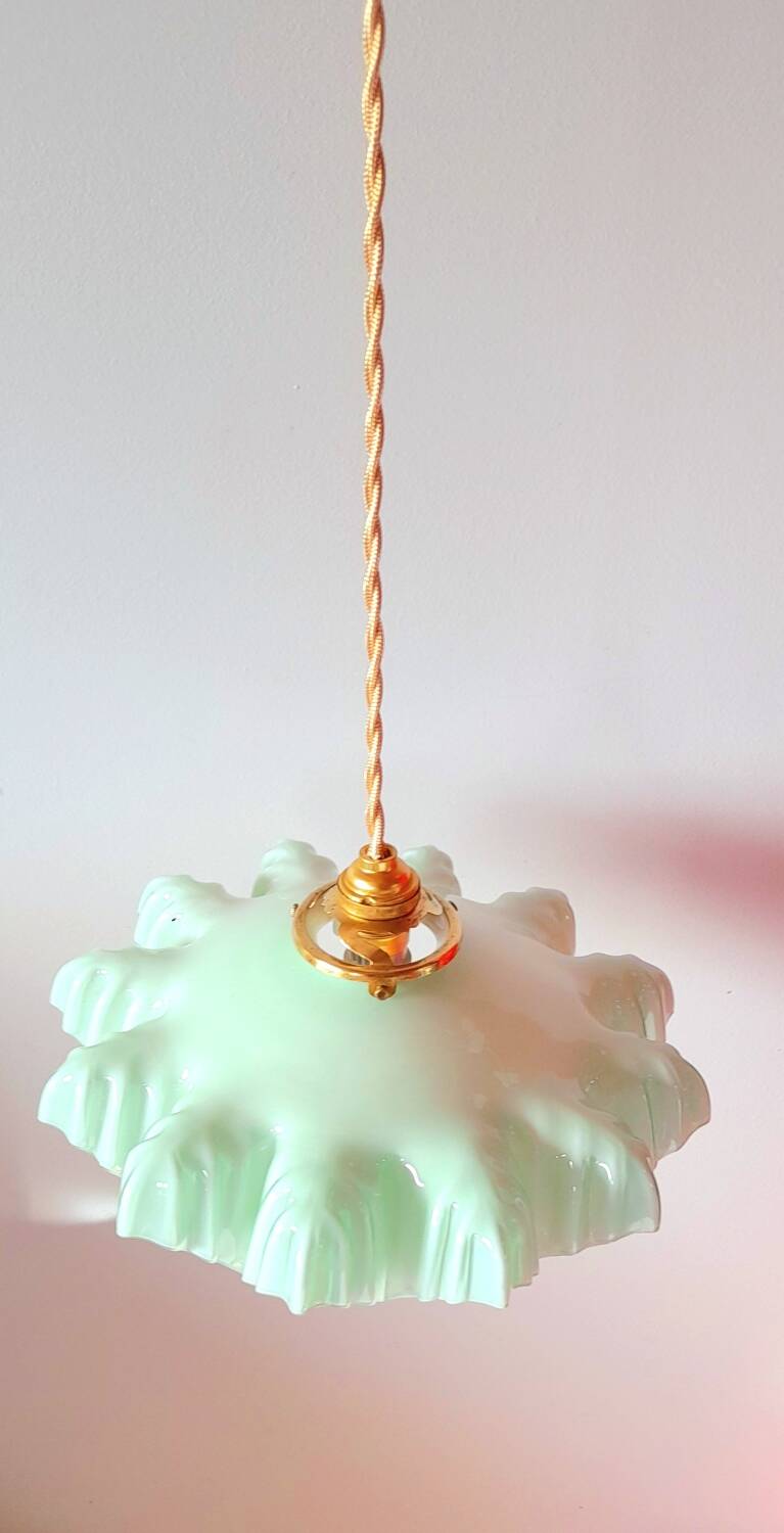 Art deco opaline pendant light