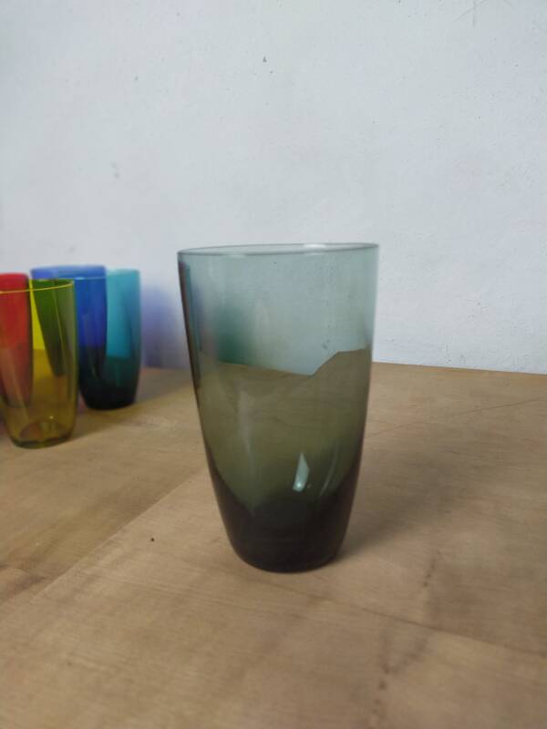 Seven glasses Harlequin for orangeade.