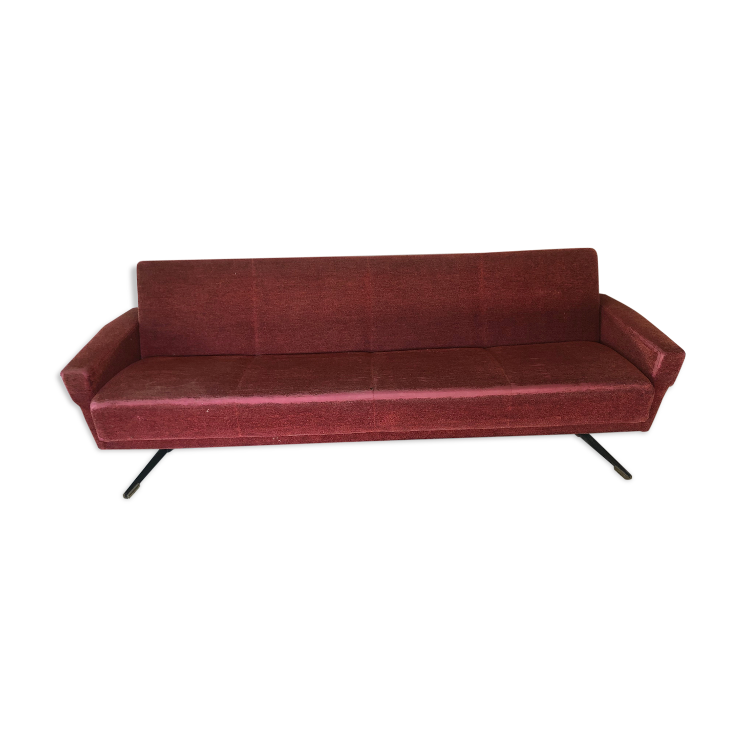 60s red velvet sofa