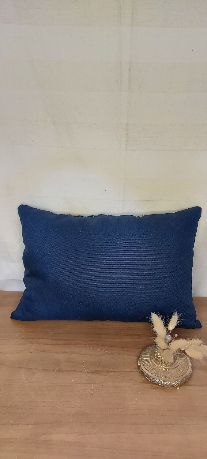 Blue palmette cushion