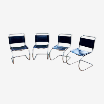 Set of 4 Mies Van Der Rohe design chairs, 1980s edition