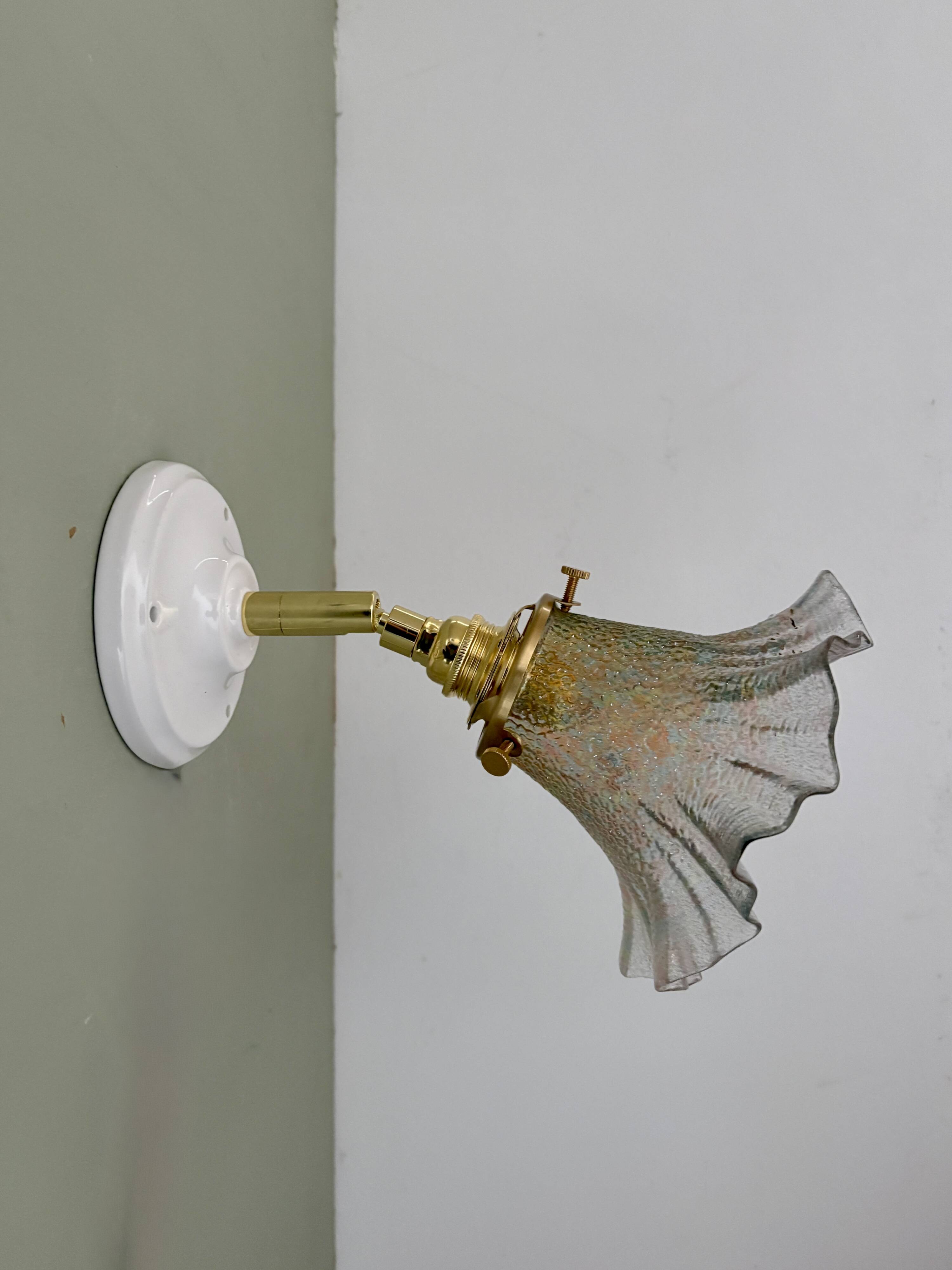 Vintage tulip wall light in iridescent glass