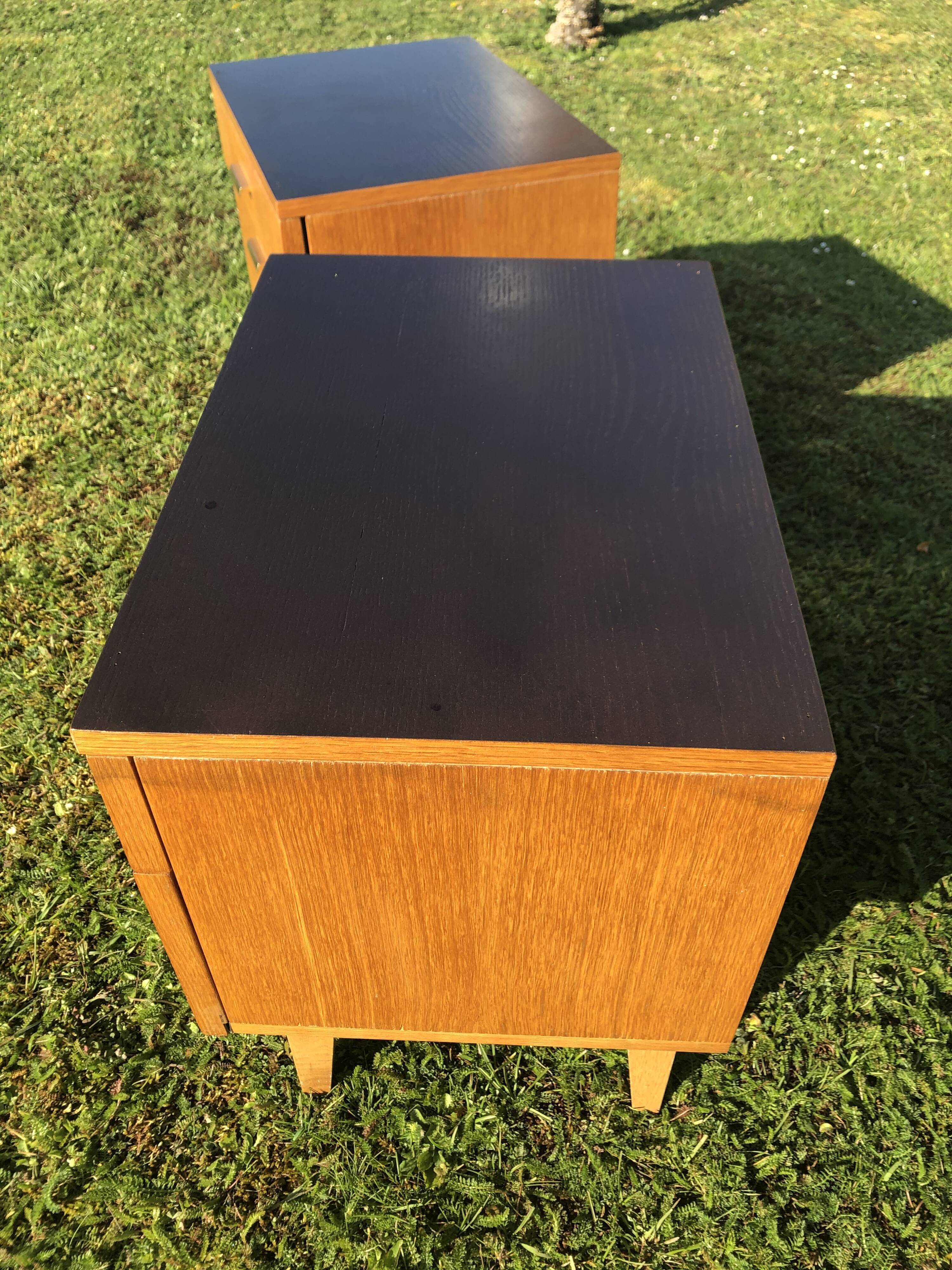 Vintage 1960s blond wood bedsides