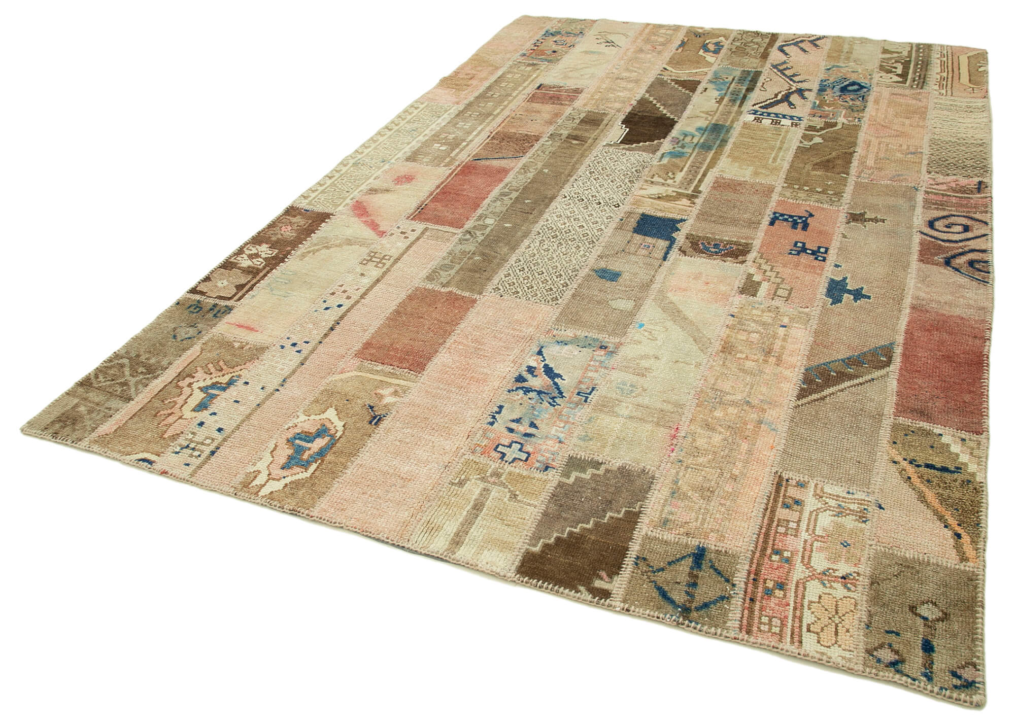 Handmade Oriental Contemporary 201 cm x 300 cm Beige Patchwork Rug