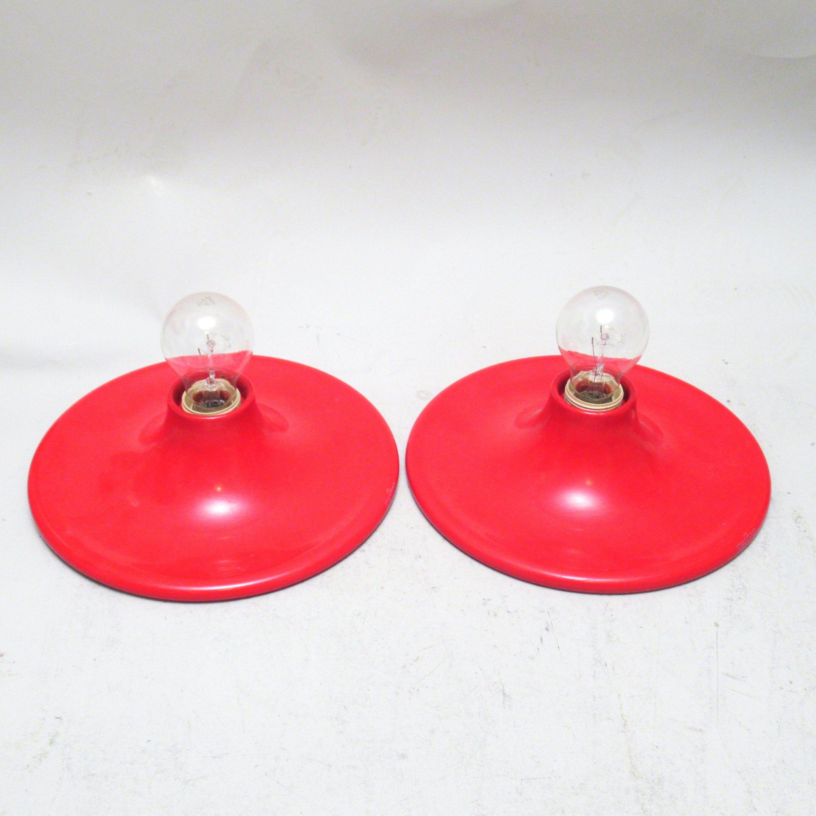 Teti red Targetti wall lamps 70s 80s