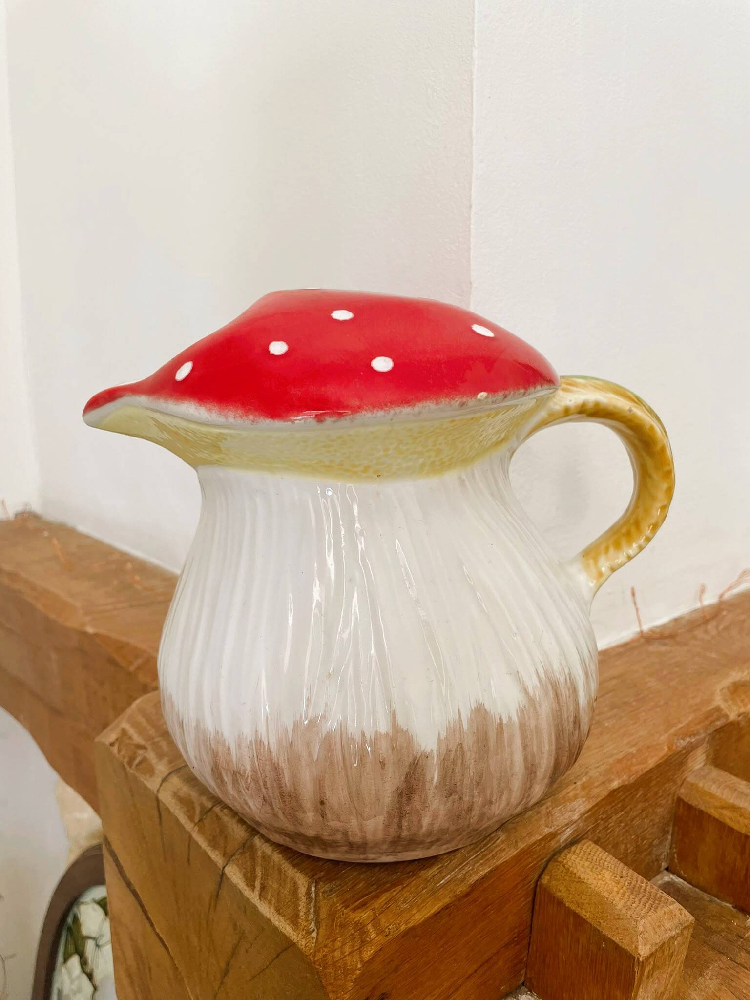 Vintage mushroom barbotine carafe