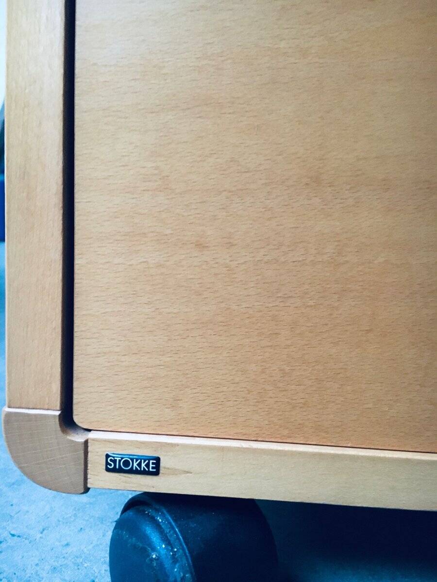 Scandinavian Ergonomic Design Writing Desk and Stool from Stokke, 1980s, Set of 3