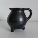 Vintage satin black tripod vase