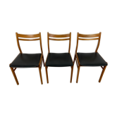 lot 3 Scandinavian chair / black leatherette seat