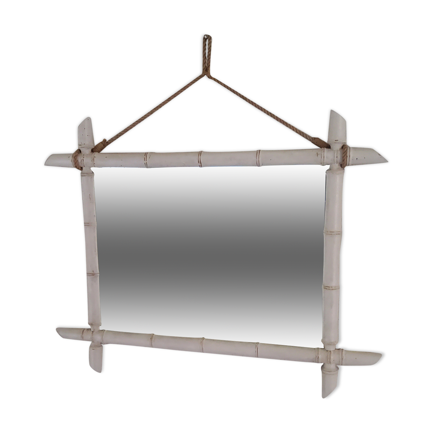 Patinated bamboo mirror