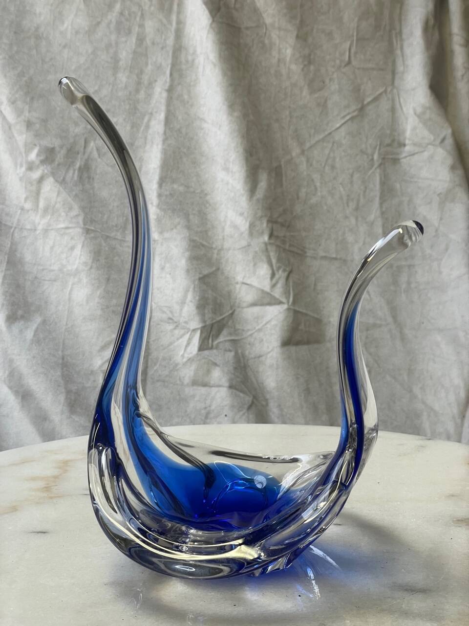 Objet déco style Italien années 60's en verre bleu et transparent