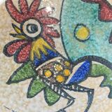 Plate polychrome rooster decoration toledo 1950s