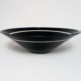 Vintage 1980s Cenedese Murano Glass Black Incalmo Centrepiece Bowl