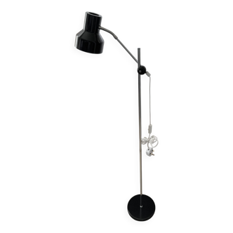 Vintage Reading Floor Lamp Retro, Black, Steel, Sweden 1960s