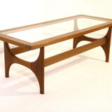 Scandinavian coffee table in teak and glass